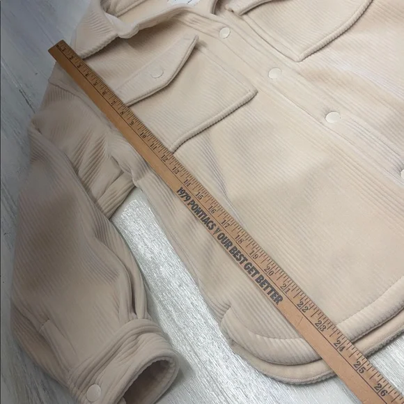 Abercrombie & Fitch Cozy Corduroy Cream Fleece Shacket Jacket Sz S - Picture 4 of 14